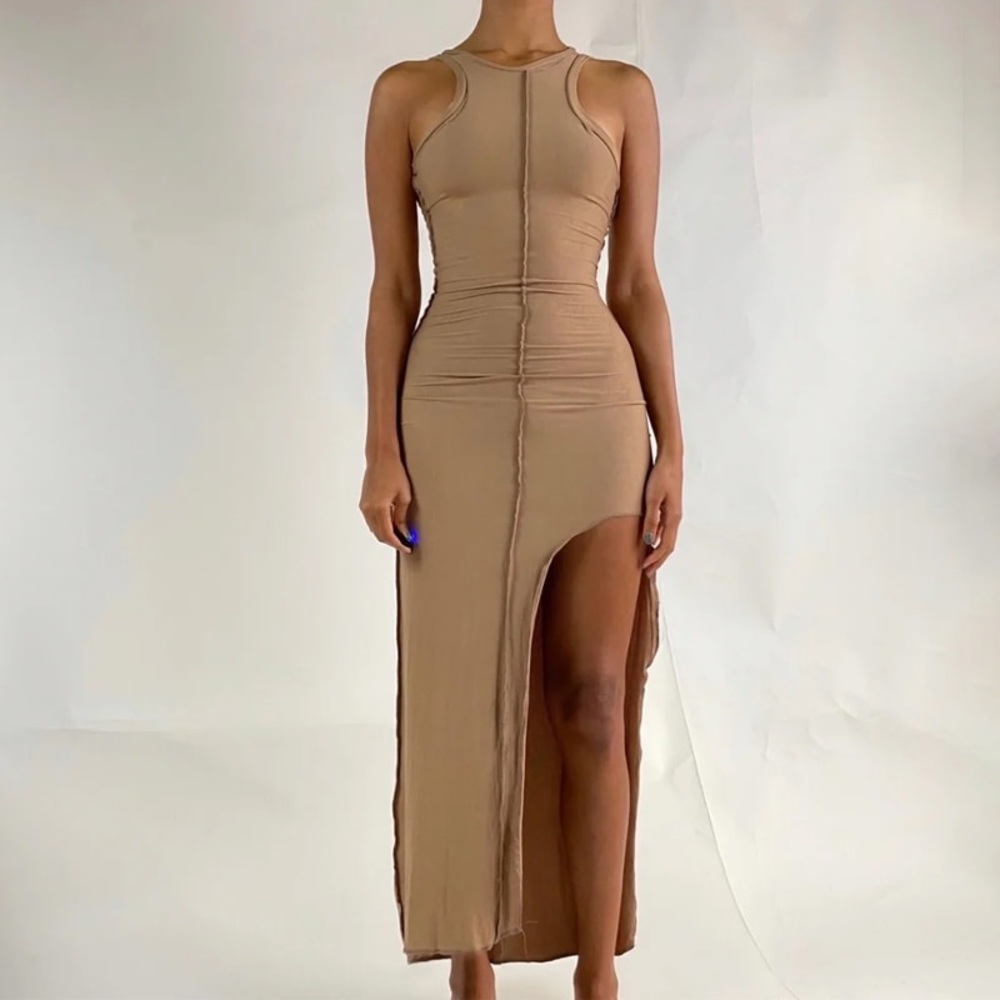 Racer back high slit dress